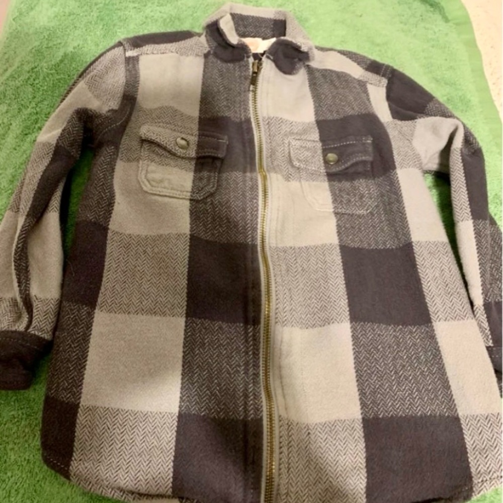 Wonder Nation checkered buffalo full zip jacket coat sweatshirt black grey